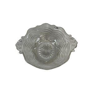 Duncan Miller Double Handle Wave Hostess Bowl Round Crystal 6.25” Candy Nut Dish